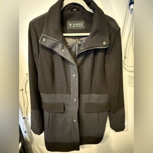 GUESS XL Women's Two-Tone Black and Gray Trench Coat EUC